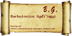 Barbulovics Gyöngyi névjegykártya